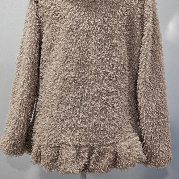 Sioni Beige Fuzzy Soft Blazer Jacket Large Long Sleeve Lined Boho Chic Comfy - Picture 4 of 12